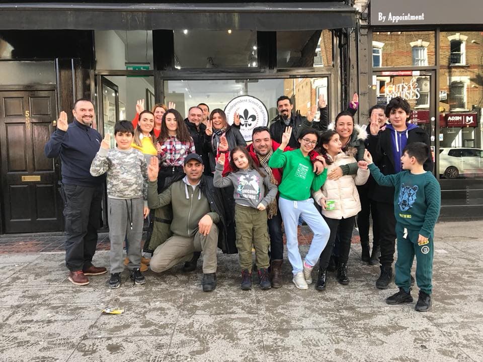 UMW Pathfinders scouts group outside the community centre in Stoke Newington